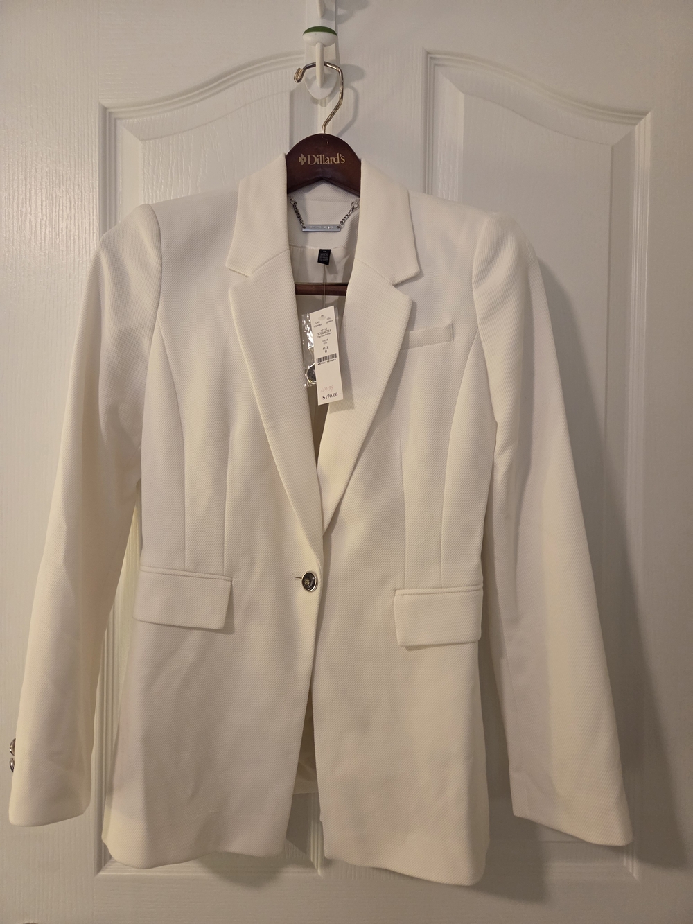 White House Black Market Cream Single-Button Tailored Blazer